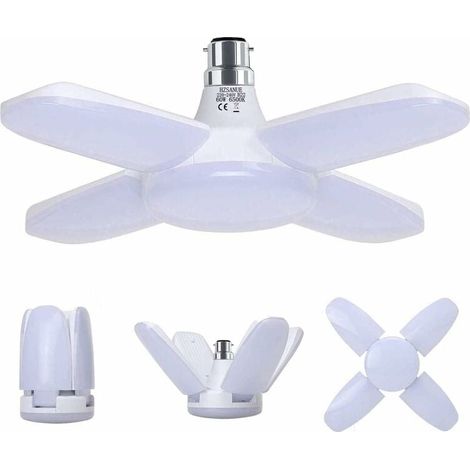 B22 60W Garagenlampe, Werkstattlampe Kaltweiß 6500K 6800Lm, Verformbar mit 4 verstellbaren Paneelen, LED-Deckenleuchte, für (1/4)