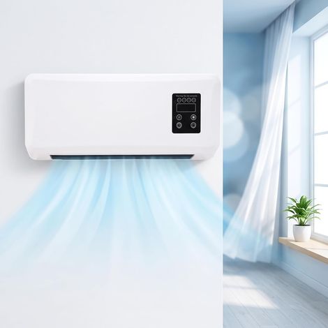Chauffage/refroidissement Mural, 45 W Ventilateur De Refroidissement Et De Chauffage, Rafraîchisseur D'air Électrique À Flux D'air Croisé Avec Minuterie 12 H Et Télécommande Pour Bureau À Domicile(EU)
