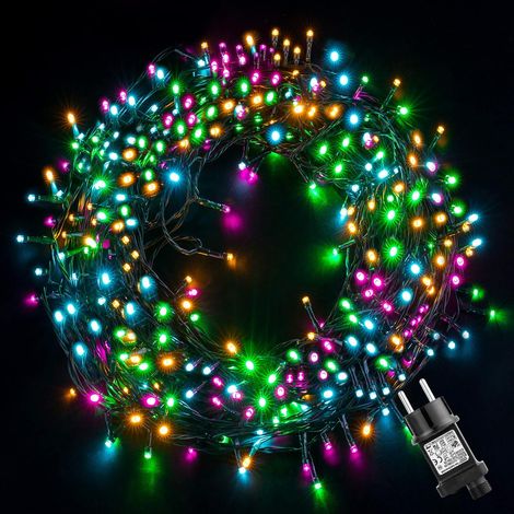 Mehrfarbige LED-Weihnachtslichterkette, 23 Meter, 200 LEDs, festliche Dekoration für drinnen und draußen, 8 Beleuchtungsmodi, flexible Lichterkette (1/5)
