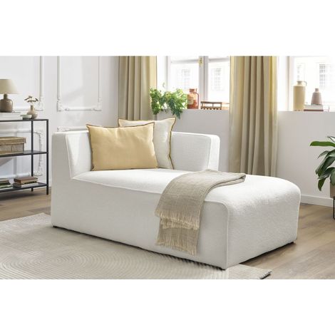 BOBOCHIC - Méridienne pour canapé modulable MEGEVE tissu bouclette Angle droit  Blanc (1/5)