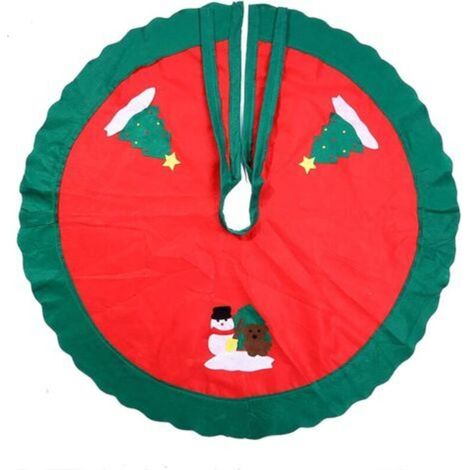 Christmas Tree Skirt 90cm - Tree Base Decoration, Home Party Ornament, Red Apron Carpet Covers Tree Stand (1/4)