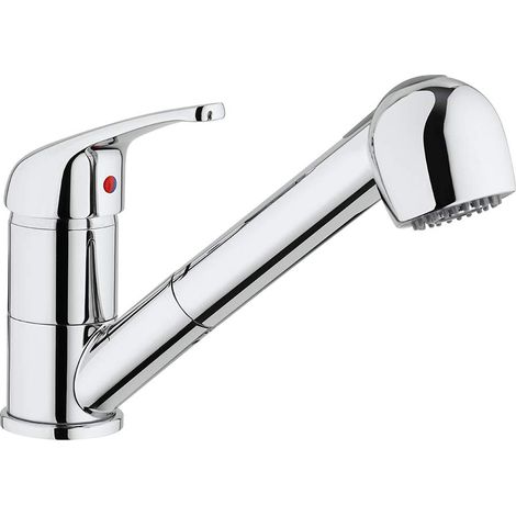 Paini – Rubinetto Miscelatore Monocomando Cucina, Lavello, Cromato, Leva superiore Bocca bassa con Doccetta Estraibile 2 getti e cumulatore (1/5)