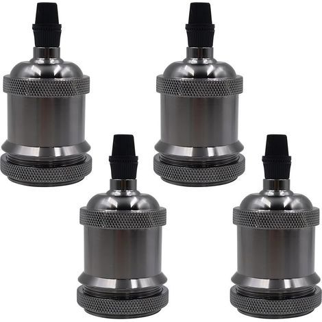 Lot de 4 douilles E27 vintage, culot E27,en plastique, pour plafonniers, lampadaires, suspensions, couleur noir perlé (1/5)
