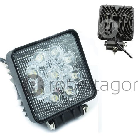 FARO SUPPLEMENTARE PROFONDITA AUTO FUORISTRADA 12V QUADRATO 9 LED 27W 6000K IP68