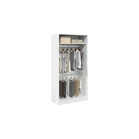 Armoire dressing 2 penderies 1 étagère 100cm - Collection Laker-Blanc (1/5)