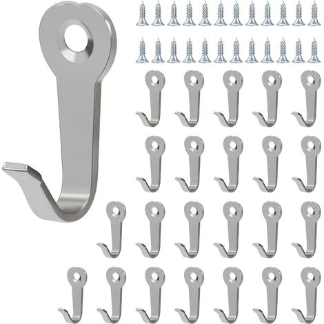 Metall-Garderobenhaken – 24er-Pack – inkl. Schrauben – rostfrei – für Küchen, Badezimmer, Büros, Kleiderschränke und Handtuchhalter (silber) (1/5)