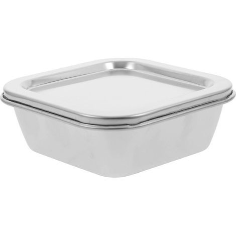 Lebensmittelbehälter aus Edelstahl, luftdichte Probenboxen, 300-ml-Probenbehälter – 12,50 x 12,50 x 4,50 cm – Silber (1/3)
