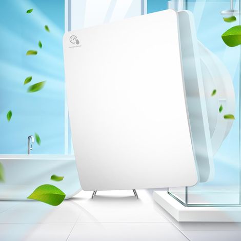 Extracteur dair 100mm, Ventilateur de Salle de Bain avec Capteur d'Humidité et Minuterie, Ventilateur d'Extraction Silencieux ≤34dB (Clapet Anti-Retour, Débit 95m³/h) pour bain, WC, cuisine (1/5)