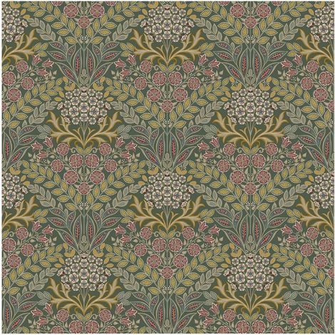 Grandeco Belvedere Green Folk Wallpaper Botanical Timeless Paste The Paper (1/4)