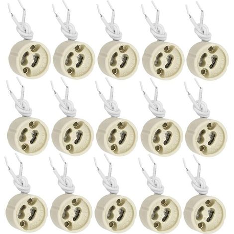 20 Pièces GU10 Support de Lampe Douille GU10 Base en céramique 2A 250V avec 9cm Câble en Silicone Douille D\'ampoule Connecteur Adaptateur pour LED et Halogène (1/4)