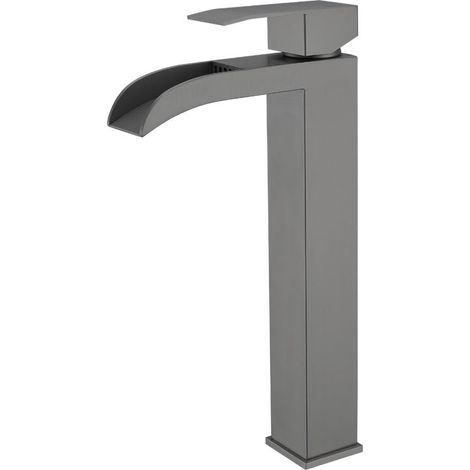 Robinet de lavabo à poser en acier inoxydable 304, revêtement PVD, gris (1/5)