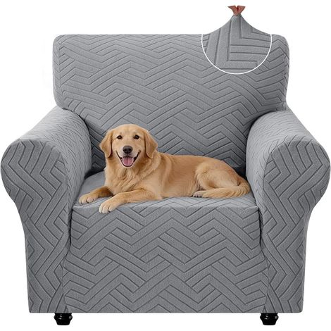 Extensible Housse Fauteuil 1 Place, Housse Canape avec Accoudoirs, Universelle Housses De Canapé Antidérapant, Antisalissure Housses Canape Moderne, Lavable, pour Le Salon, Gris Clair (1/5)