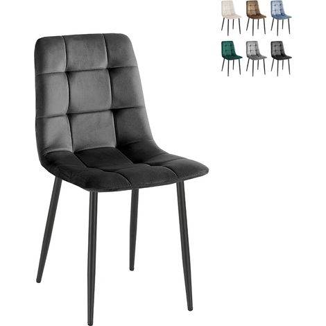 Set di 4 sedie in tessuto effetto velluto nero (1/5)