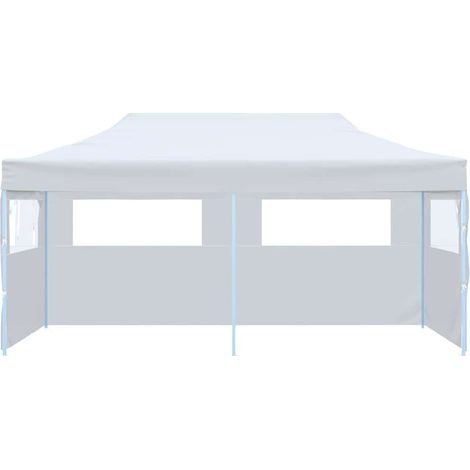 vidaXL Carpa de fiestas plegable paredes laterales acero blanco 3x6 m (1/2)