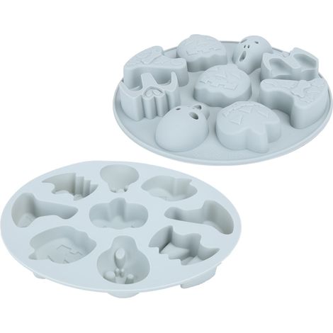 2er-Pack Silikonformen mit Halloween-Motiv für Kuchen, Schokolade und Fondant, DIY-Dekorations- und Backwerkzeug, Grau (1/5)