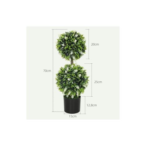Lot de 2 plantes artificielles vertes en pot, hauteur 70 cm, résistantes aux UV et faciles à entretenir, pour salon (1/5)