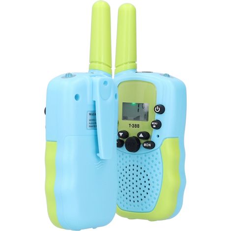 Lot de 2 mini talkies-walkies rechargeables par USB, radios sans fil, jouets pour enfants, cadeaux d'anniversaire et de Noël, bleu et vert, modèle américain 22 canaux FRS 462-467 MHz