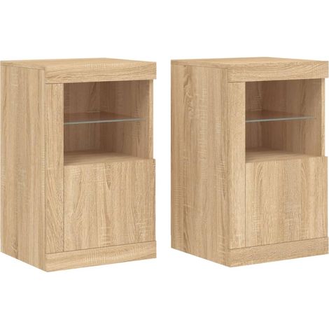 Maison Exclusive - Mesitas de noche luces LED 2 uds madera ingeni