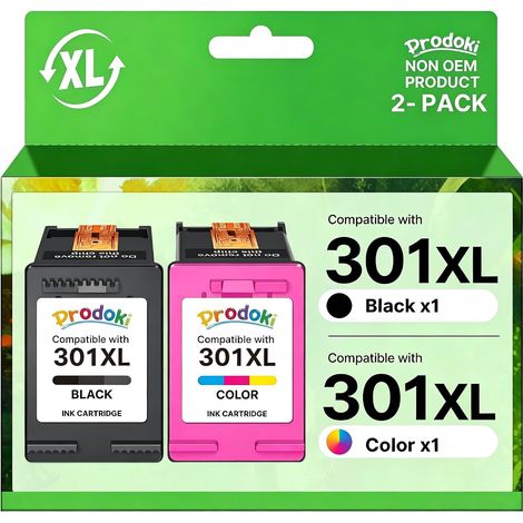 301XL Cartouches d'encre Remplacement pour HP Cartouche 301 XL Noir et Couleur pour HP 301XL Encre pour DeskJet 1000 1050 2050 2510 Envy 4500 4502 5530 OfficeJet 2620 4630 4632 (1/5)