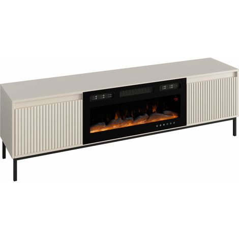 Mobilier1 – Meuble TV Comfivo Delruva 107 – Cachemire – Dimensions 174x52x40cm – Revêtement MDF – Pieds en métal – Verre trempé
