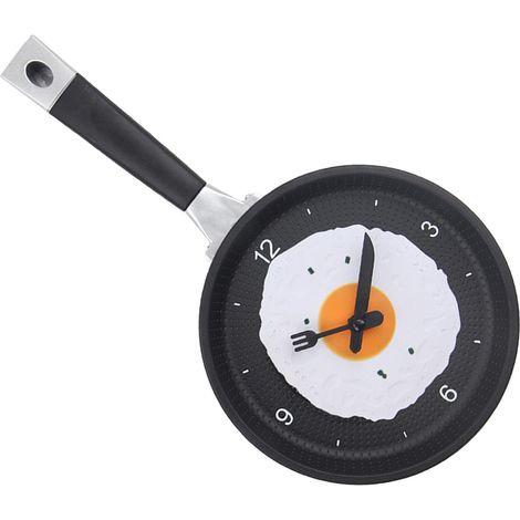 Horloge murale ABS forme d'œuf au plat poêle à frire silencieuse fonctionnant sur pile pour chambre salon cuisine rose (1/5)