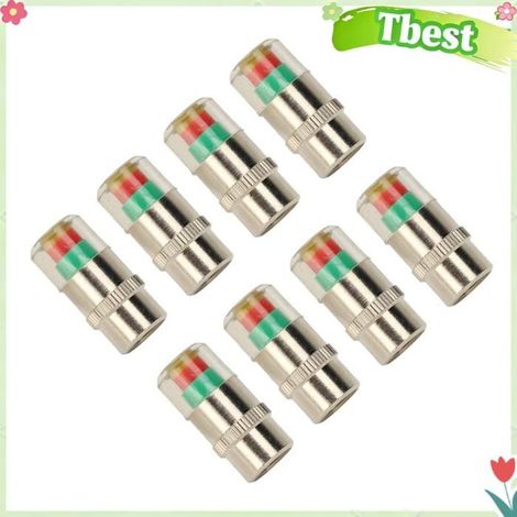 Bouchons pression pneus - TBEST - 8 pièces - 35 PSI - Indicateur visuel - Métal chromé/PC (1/4)