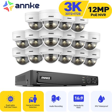 ANNKE 3K Kit de videovigilancia exteriores cable,16CH NVR y 16X5MP cámara PoE, luz dual inteligente, detección personas/vehículos, color visión nocturna (1/5)