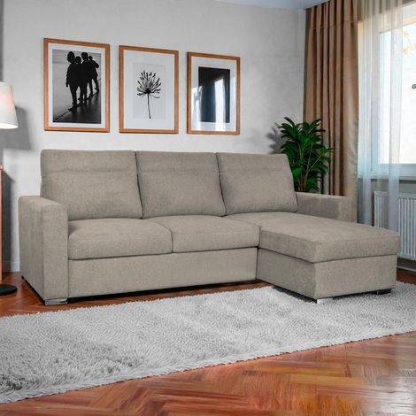Divano Elba tortora con Letto Estraibile e Penisola Contenitore Reversibile – Comfort e Versatilità per Ogni Giorno (1/5)