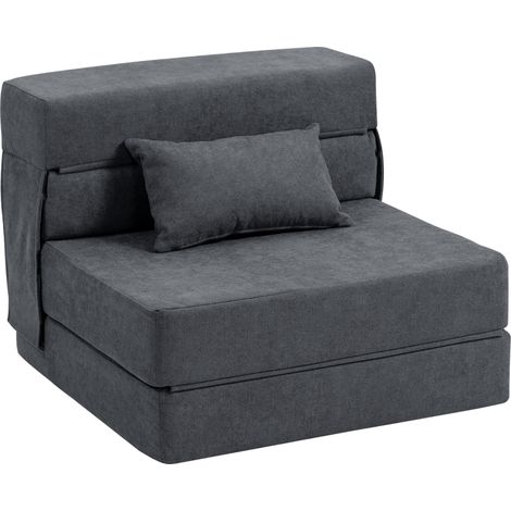Bodensofa, Polstercouch, in Matratze umwandelbar, Schaumstoff, Kissen, Dunkelgrau (1/5)