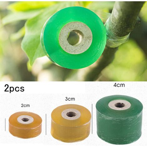Professionelles Veredelungsband - 2 selbstklebende und elastische Rollen aus umweltfreundlichem PE-Material, 2/3/4 cm breit, grün/gelb, zum Veredeln von Obstbäumen (Nussbäume, Zitrusbäume, Avocadobäum