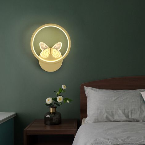 Applique murale LED à l'intérieur du spot mural moderne doré à 1 flamme en forme de papillon en acrylique, lumière 3000K Blanc Chaud for salle à manger, loft, chambre à coucher, lampe de co (1/4)