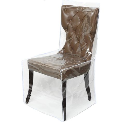 Lot de 2 housses de chaise de salle à manger en plastique transparent, imperméable, anti-poussière et en PVC pour maison, cuisine, chambre, restauran (1/5)