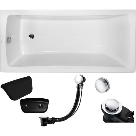 Badewanne Rechteck 150x70 + Kopfstütze, Ablauf & Füße GRATIS - Komplettset 4in1 Original Acryl Wanne - BADLAND OPTIMA (1/5)