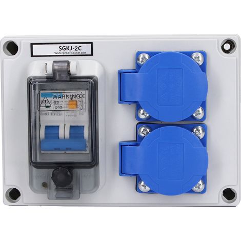 Boîte de Prise Murale Double Allemande avec Disjoncteur Différentiel 40A 1P+N 230V (1/5)