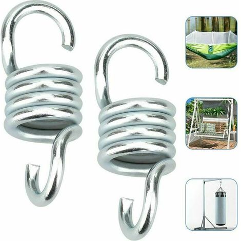 2 PCS Crochet Hamac Attache Sac de Frappe Ressort Inox Forte Charge de 250kg pour Hamac Fauteuil Chaise Suspendue Sac de Frappe Sac de Boxe Balançoire Soulet - Argenté (1/5)