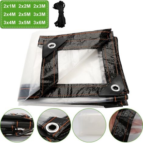Randaco Lona transparente PE 200 x 400 cm para invernadero, con ojales