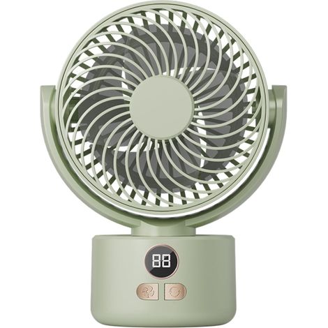 USB desk fan with 3 speeds, 140° adjustable tilt and oscillation, suitable for home, office and camping, light green (1/5)