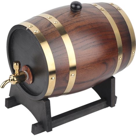 3L Style rétro bois de chêne vin rouge Brandy whisky baril fût seau conteneur avec robinet (1/5)