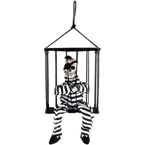 Décorations d'Halloween pour maison hantée : accessoires d'horreur avec cri de fantôme lumineux de prisonnier.