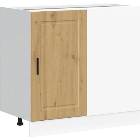 Mueble de cocina Porto 86 x 46 x 81,5 cm gran capacidad de almacenamiento patas ajustables acabado en roble macizo hecho a mano 020050513 (1/5)