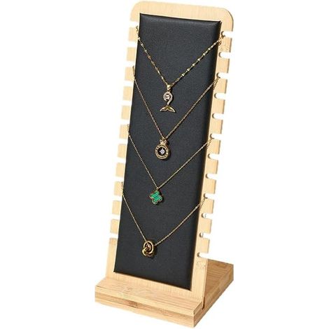 Présentoir à Bijoux En Bois 12 Emplacements Porte Collier Bracelet Avec Surface Velours Support Panneau Pour Pendentifs Colliers Et Bracelets Présentoirs à Bijoux Élégants Et Pratiques (noir) (1/5)