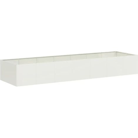 Jardinière design moderne extérieur 280 x 80 x 40 cm stabilité accrue finition naturelle en acier blanc