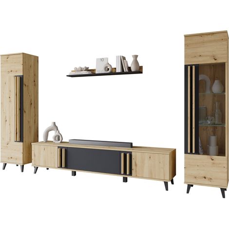 Conjunto de salón Facetor II, Roble Artisan + Grafito