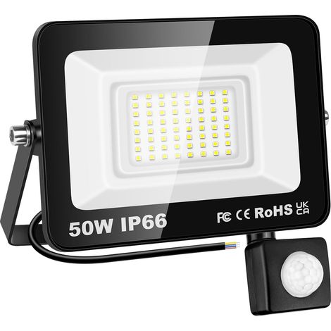 Projecteurs LED Extérieur 50W 5000LM Avec Detecteur de Mouvement Spot LED Extérieur Blanc Froid 6000K IP66 Etanche Eclairage Exterieur Lumière de Sécurité LED pour Jardin Patio Garage (1/5)
