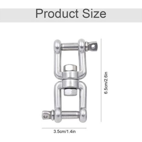 Anneaux de suspension pivotants - Mâchoires pivotantes en acier inoxydable 304, compatibles avec chaises suspendues, balançoires, sacs de frappe, équipements de yoga - Lot de 2 (1/3)