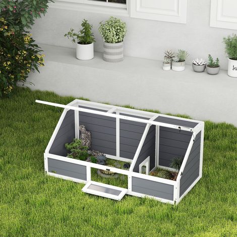 Schildkrötenbox, Outdoor Schildkrötengehege, bodenloses Design, leicht zu öffnen, Schildkrötenhaus, Hellgrau