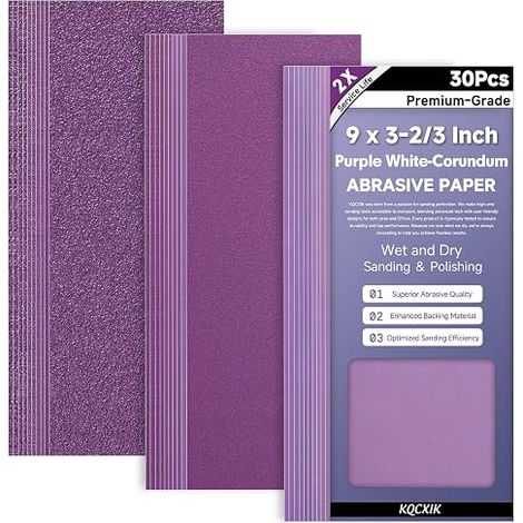 White Corundum Sandpaper Assortment 9 x 8.5 cm 80/120/180/220/320/400/600/800/1000/2000 Grit for Wood and Metal Sanding and Grinding (1/5)