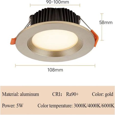Set di 3 faretti LED da incasso, pannelli luminosi rotondi in alluminio da 4 pollici, installazione semplice, luce bianca calda moderna (3000K) - ALTRO (1/3)