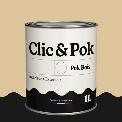 Peinture Bois Extérieur – POK BOIS - 1L - RAL 1014 - Ivoire- Résistante aux intempéries - Ne s'écaille pas