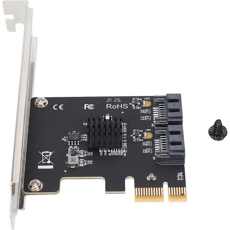 Carte d'extension PH52A PCIe vers SATA 2 ports, 6 Gbps, compatible avec Windows 10/8/7/XP/Vista/Linux, prend en charge les SSD et les HDD. (1/5)